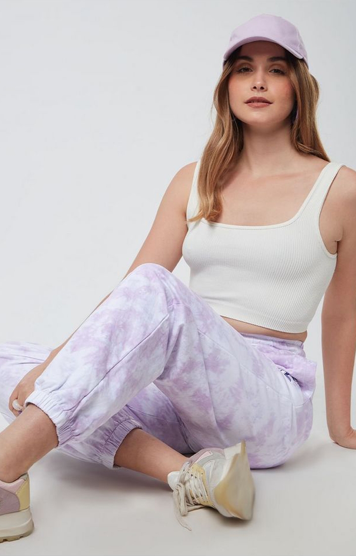 Women's Mickey Mouse Tie Dye Lavender Cotton Tie Dye Joggers