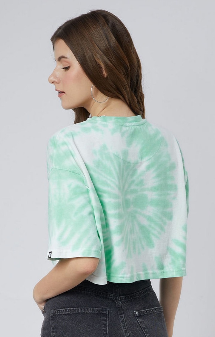 Women's Powerpuff Girls: Buttercup Yeah Whatever Green Printed Crop Top