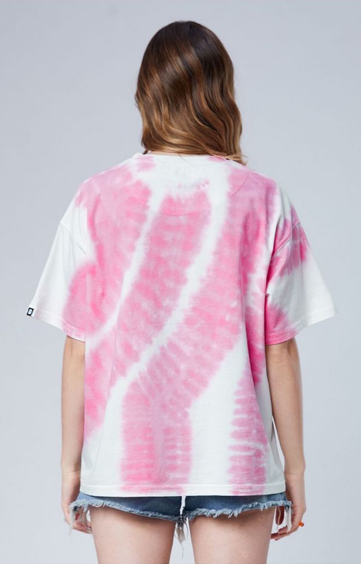 GXO Pink & White Shibori Tie Dye Cotton T-Shirt - Grace X Originals Slow  Fashion