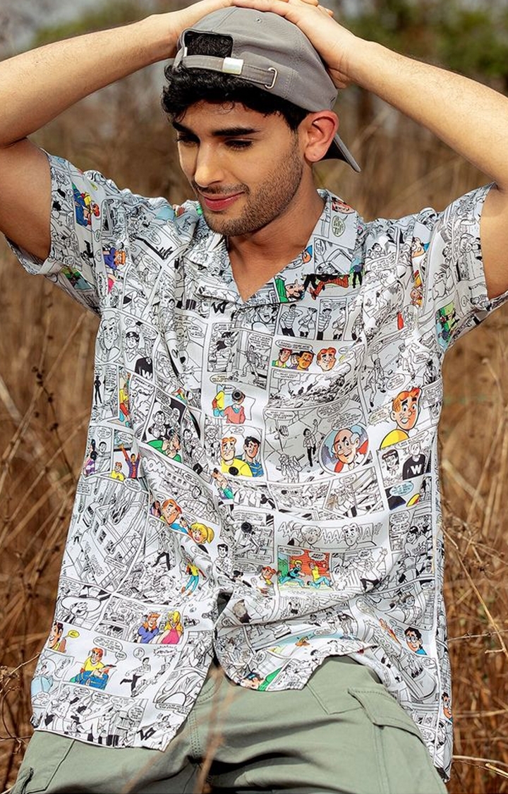 The Souled Store | Men's Archie: Comic Strip Multicolour Printed Oversized Shirt