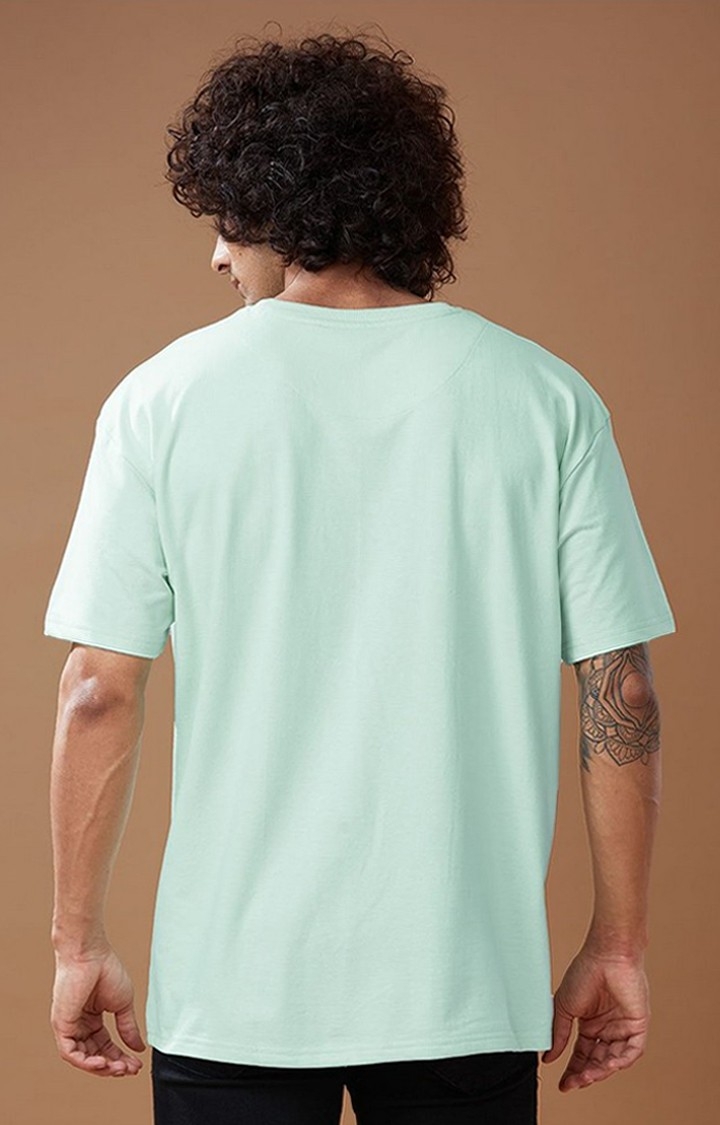 Men's Green Solid Oversized T-Shirt