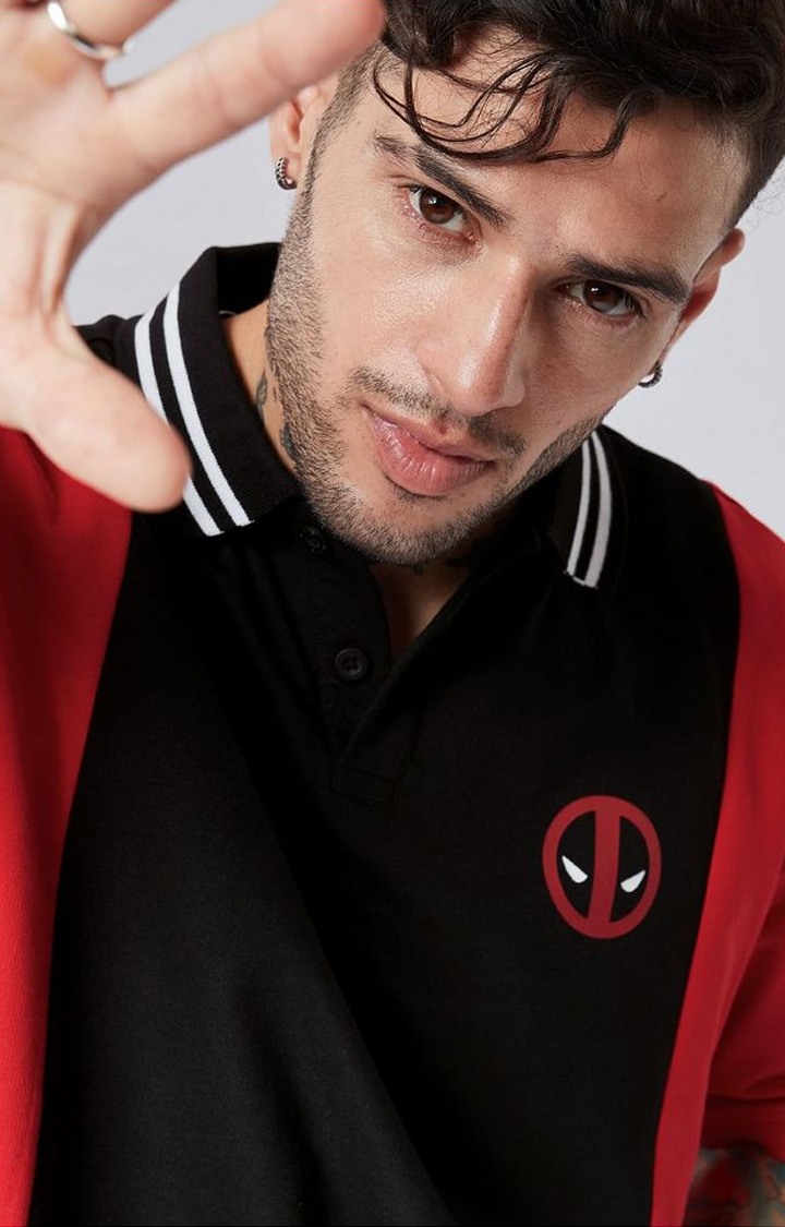 Men's Deadpool: Logo Black Solid Polo T-Shirts