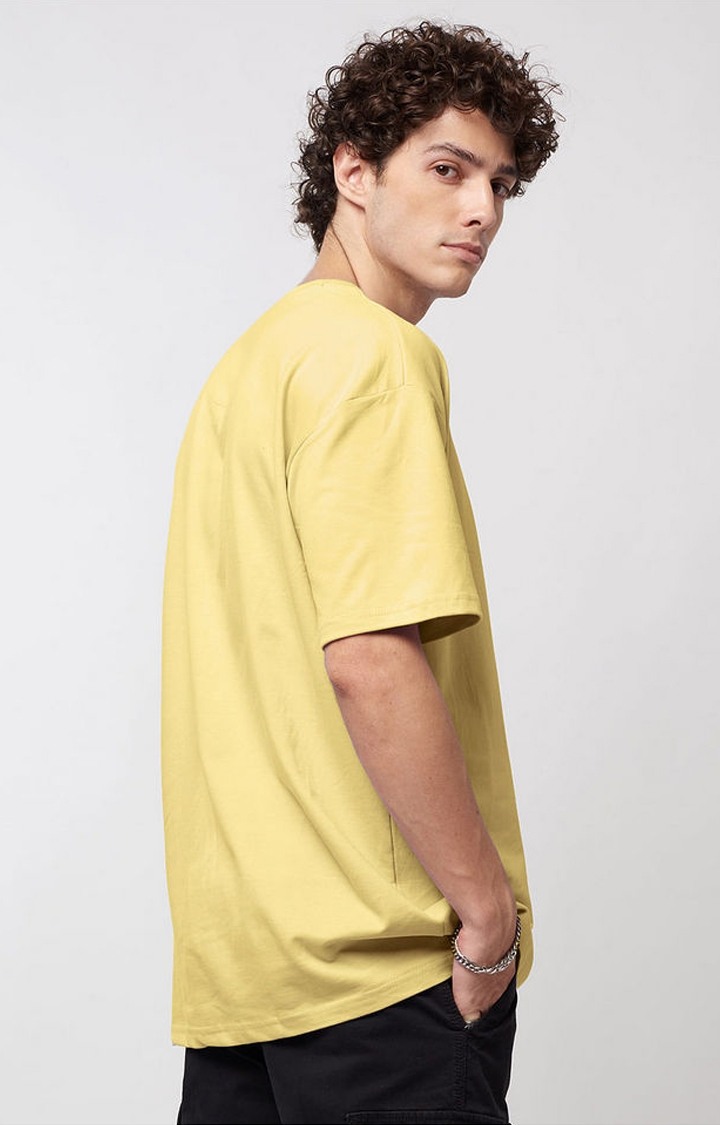 Men's SpongeBob: Like A Boss Yellow Printed Oversized T-Shirt