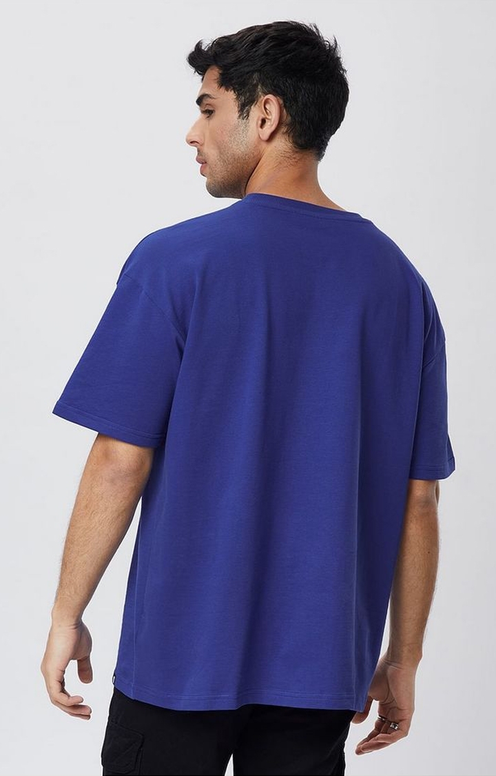 Men's Rick & Morty: Portal Heads Blue Printed Oversized T-Shirt