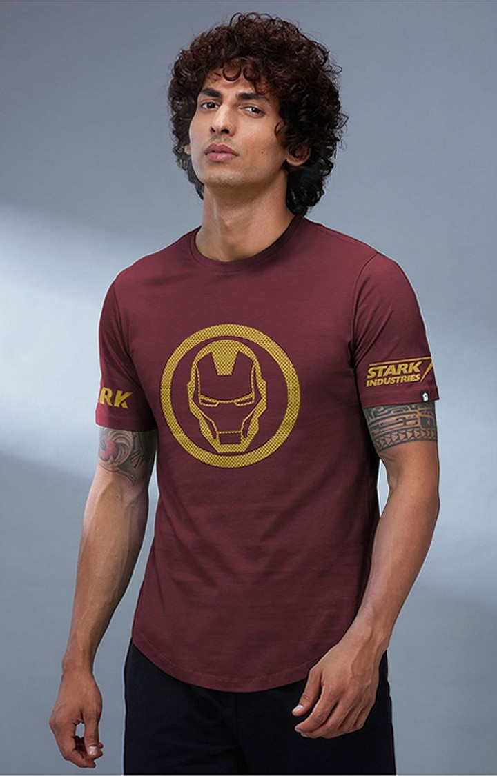 The Souled Store | Men's Iron Man: Signature Stark Red Printed Regular T-Shirt