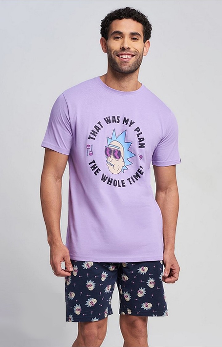 The Souled Store | Men's Rick And Morty: The Plan Purple Printed Co-ords