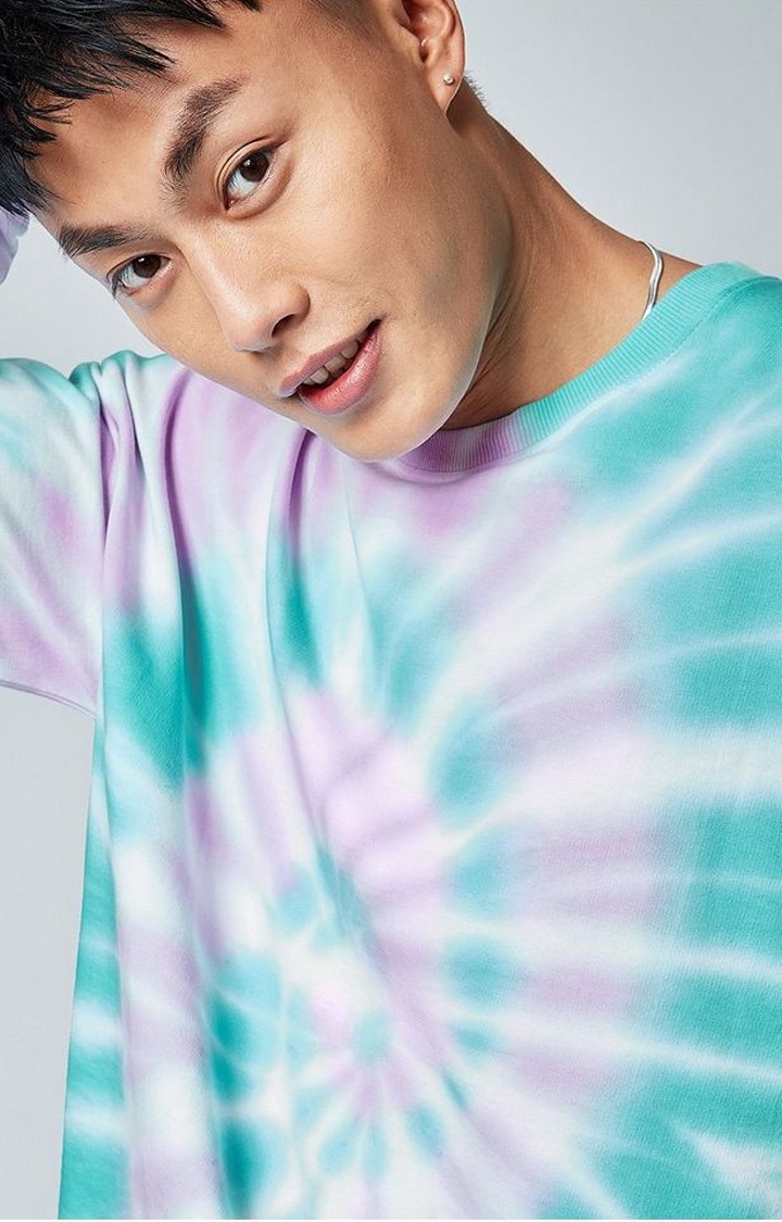 Men's Psychedelic Groove Multicolour Tie Dye Printed Oversized T-Shirt