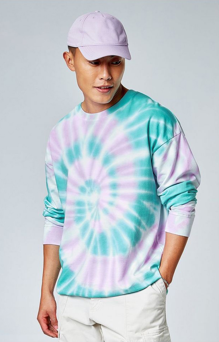 Men's Psychedelic Groove Multicolour Tie Dye Printed Oversized T-Shirt