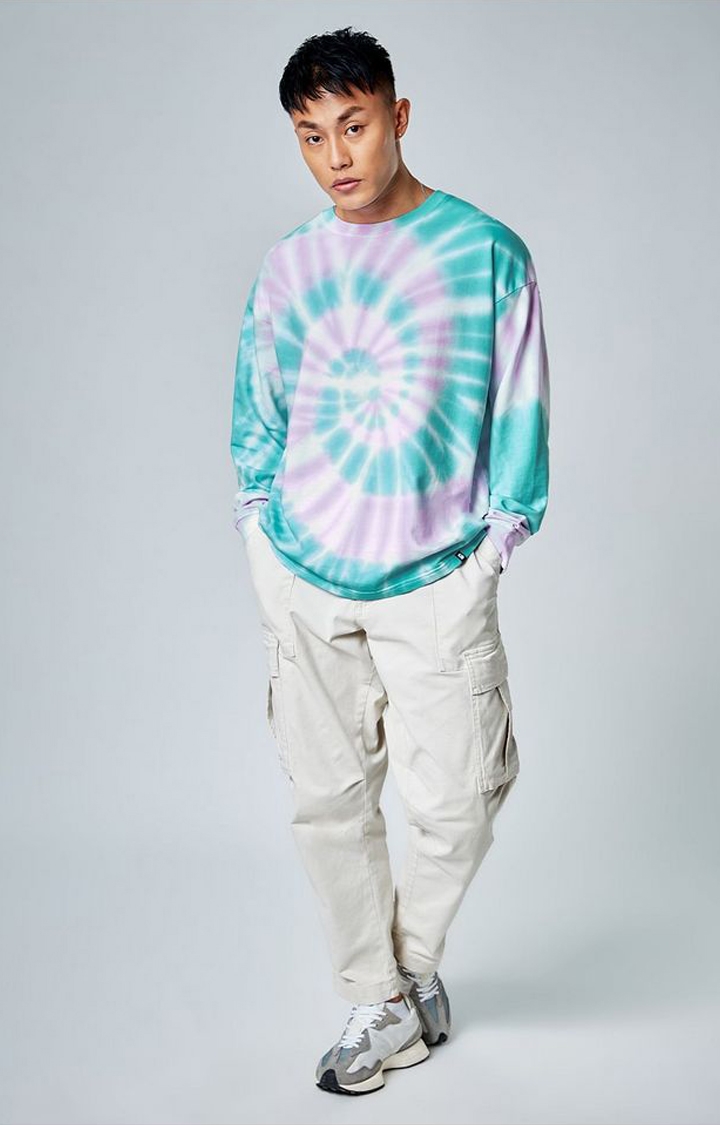 Men's Psychedelic Groove Multicolour Tie Dye Printed Oversized T-Shirt