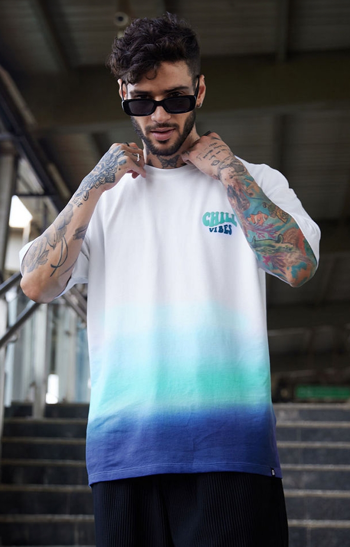 Men's Chill Vibes Multicolour Colourblock Oversized T-Shirt