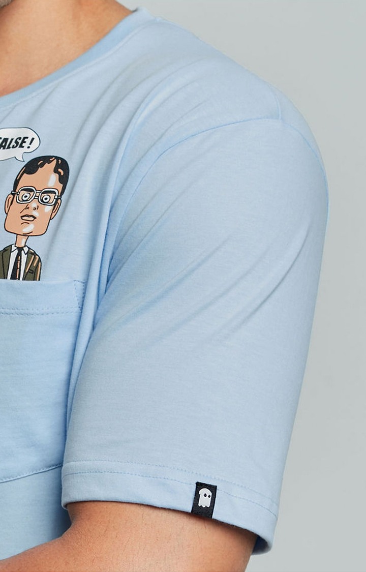 Men's The Office: Dwight Schrute Blue Solid Regular T-Shirt