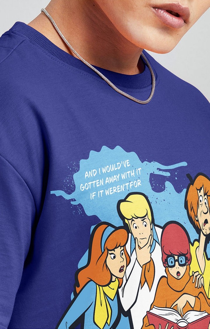 Men's Scooby Doo: Those Meddling Kids Blue Graphic Printed Oversized T-Shirt