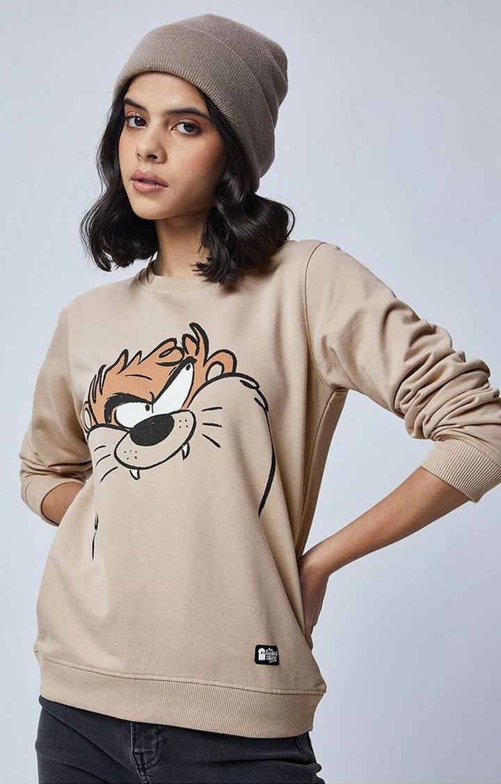 Women's Looney Tunes: Taz Brown Printed Sweatshirts