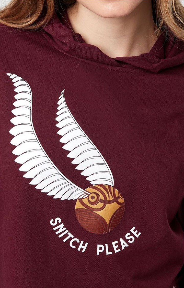 Women's Harry Potter: Snitch Please Red Printed Hoodies