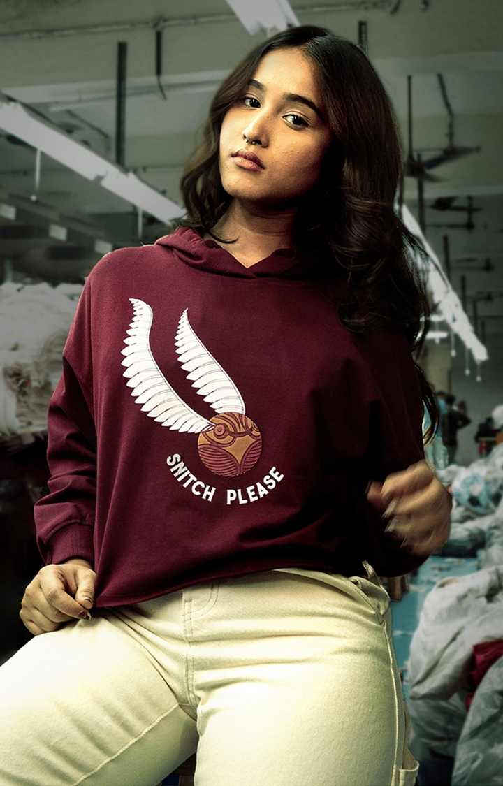The Souled Store | Women's Harry Potter: Snitch Please Red Printed Hoodies