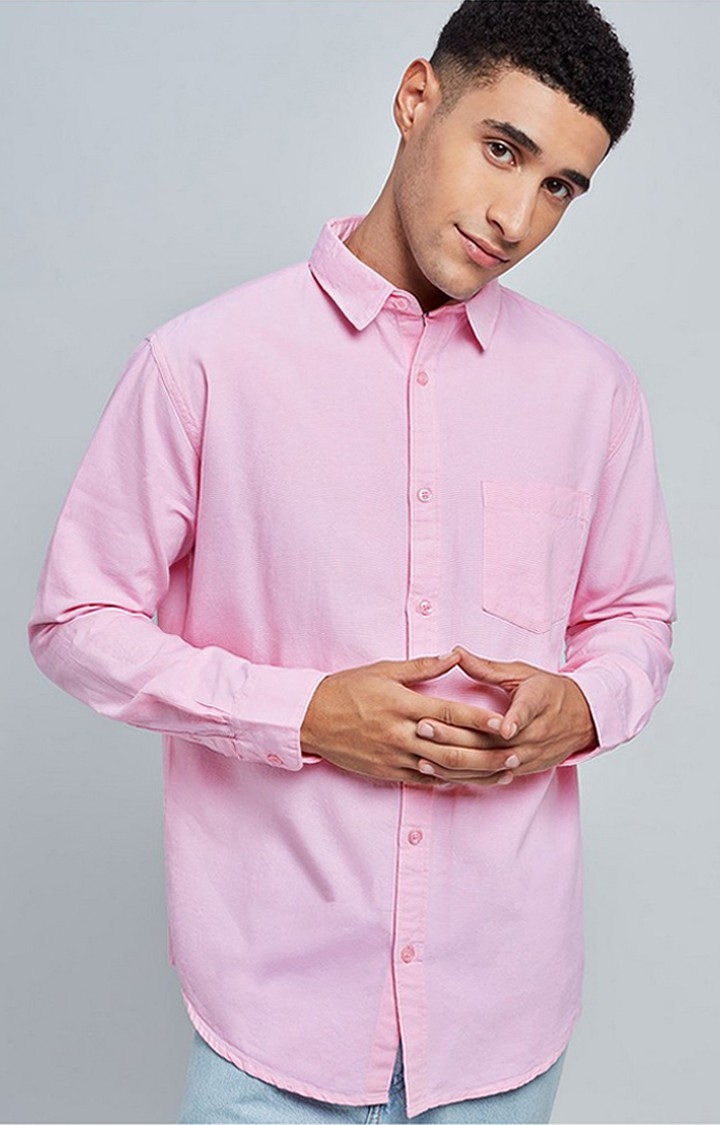 Men's Oxford Pink Solid Casual Shirt
