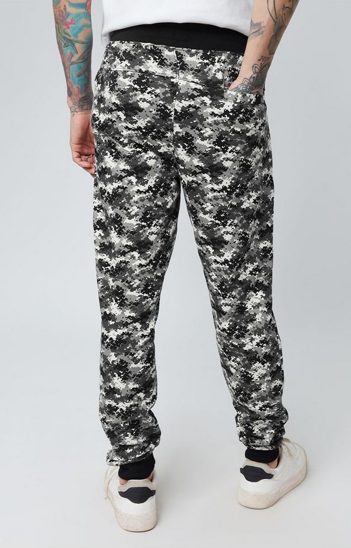 Men's  Grey Cotton Camoflauged Activewear Joggers