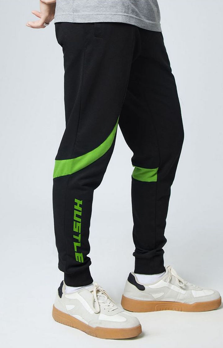 Men's  Black Cotton Solid Activewear Joggers