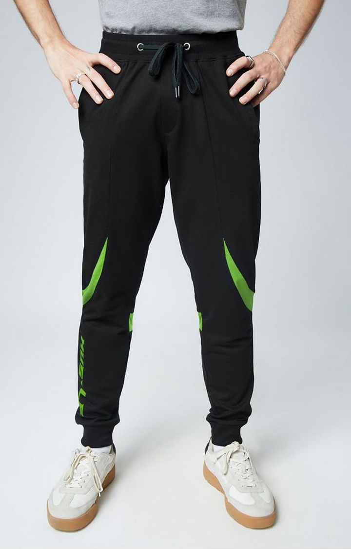 The Souled Store | Men's  Black Cotton Solid Activewear Joggers