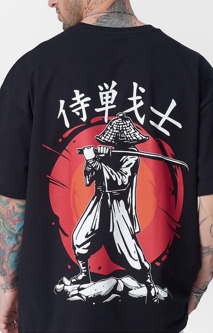 Men's TSS Originals: Samurai Black Printed Oversized T-Shirt