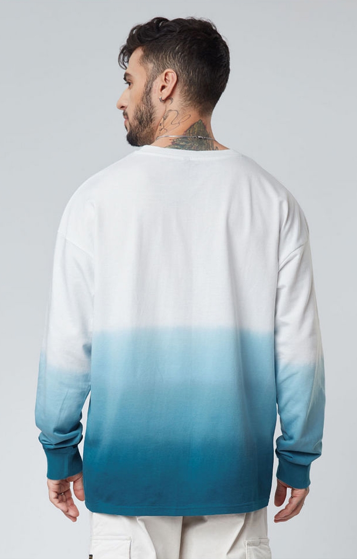 Men's TSS Originals: Anime White & Blue Typographic Printed Oversized T-Shirt