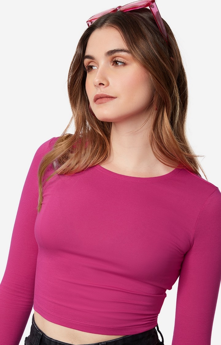 The Souled Store | Women's Solids: Hot Pink (Cropped Fit) Women's Cropped Tops