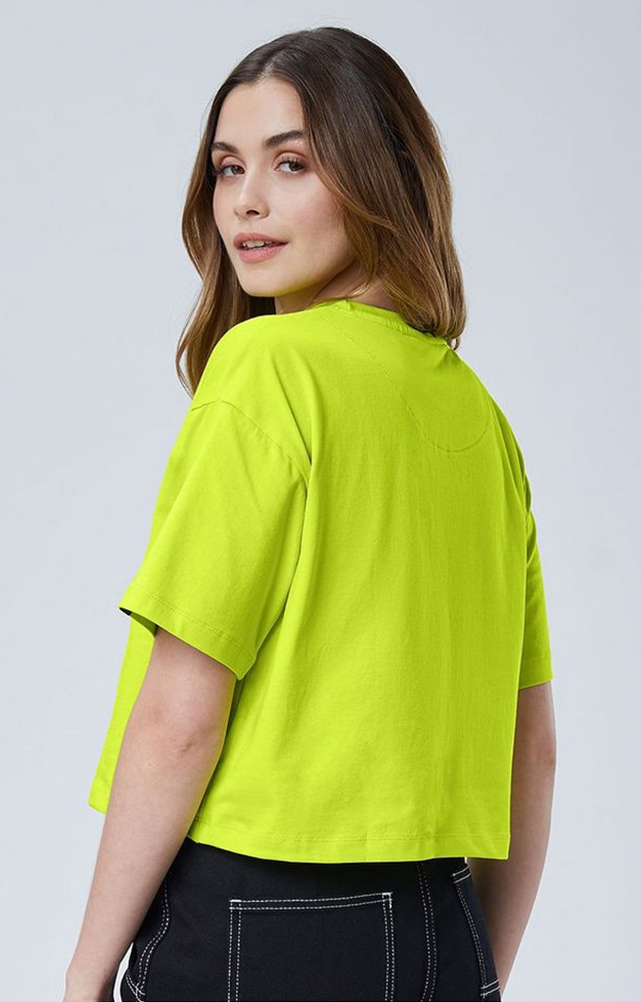 Women's Green Solid Crop Top