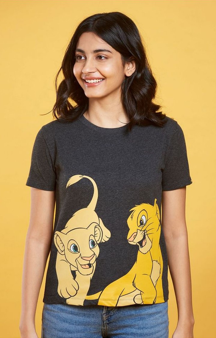 Women s The Lion King Simba s Love Grey Graphic Printed Regular T Shirt