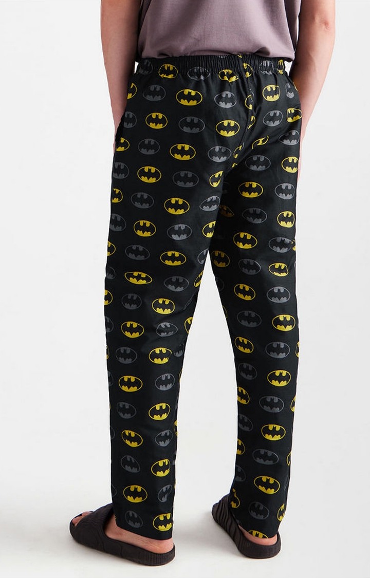 Men's Batman Logo  Black Cotton Printed Trackpant