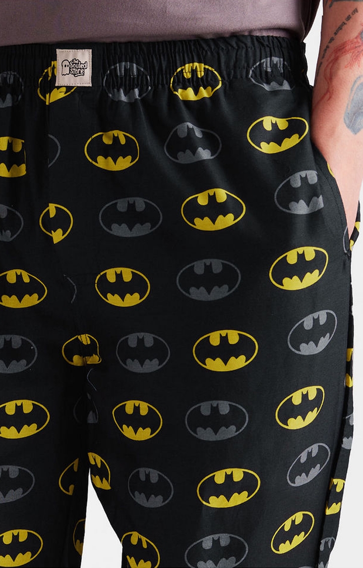 Men's Batman Logo  Black Cotton Printed Trackpant
