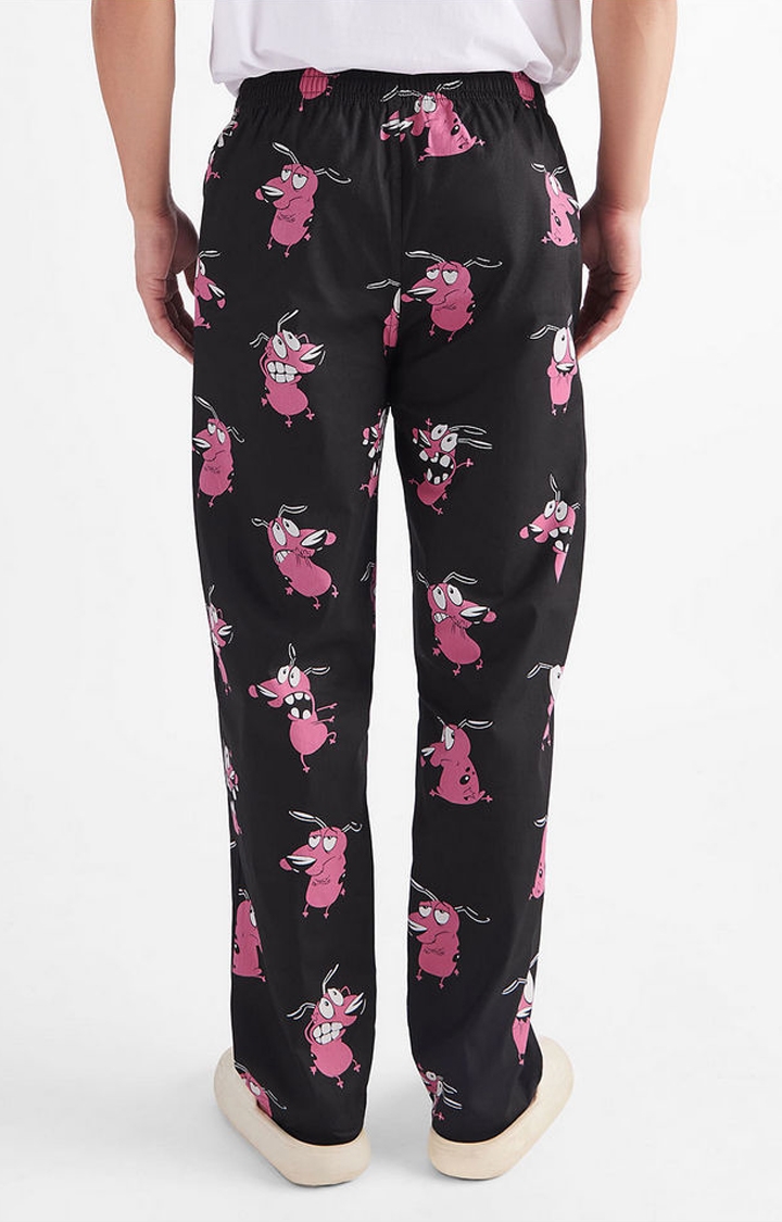 Men's Courage  Black Cotton Printed Trackpant