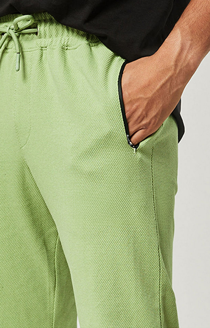 Men's  Light Olive Cotton Solid Activewear Joggers