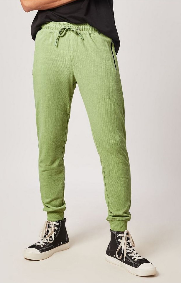 The Souled Store | Men's  Light Olive Cotton Solid Activewear Joggers