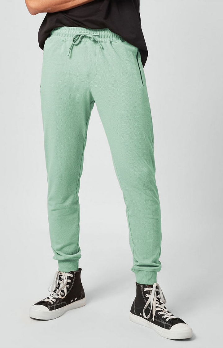 The Souled Store | Men's  Morning Mist Cotton Solid Activewear Joggers