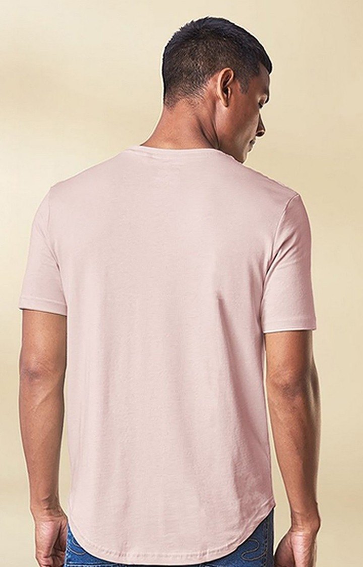Men's Pink Solid Regular T-Shirt