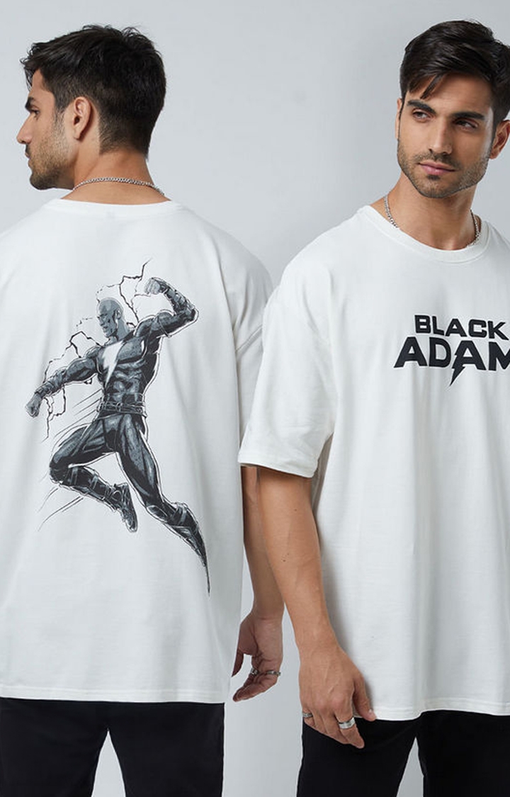 The Souled Store | Men's Black Adam: Legend White Printed Oversized T-Shirt