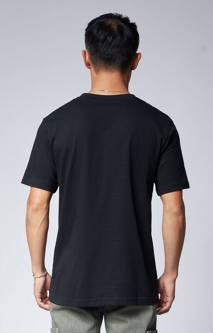 Men's Popeye: Local Hero Black Printed Oversized T-Shirt