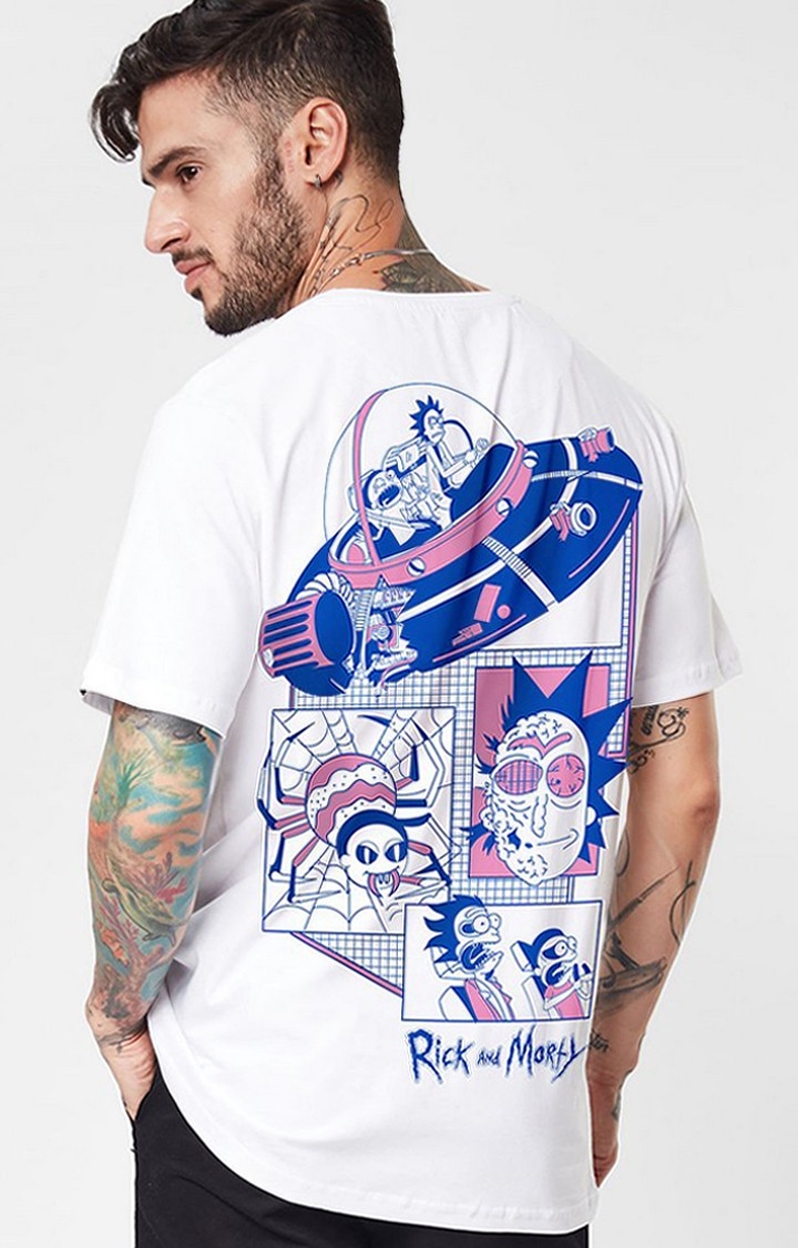 The Souled Store | Men's Rick And Morty: Aw Geez White Printed Oversized T-Shirt