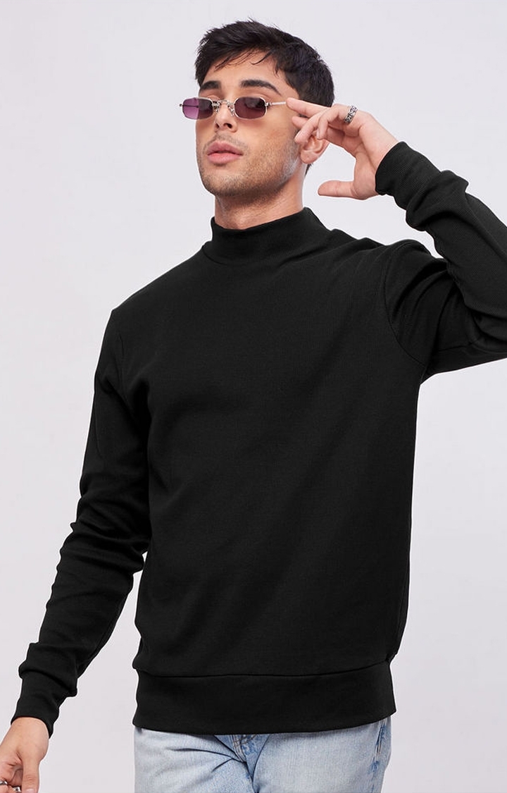 The Souled Store | Men's Black Solid Sweatshirts