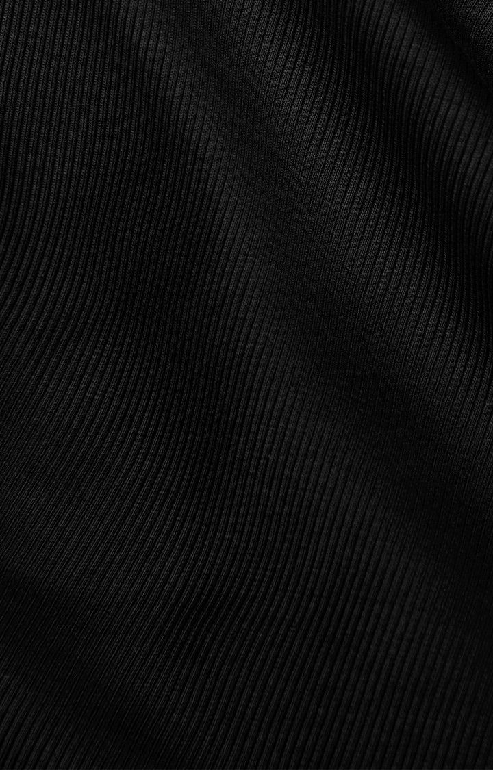 Women's Solids: Black (V-Neck) Women's Cropped Polo T-Shirt