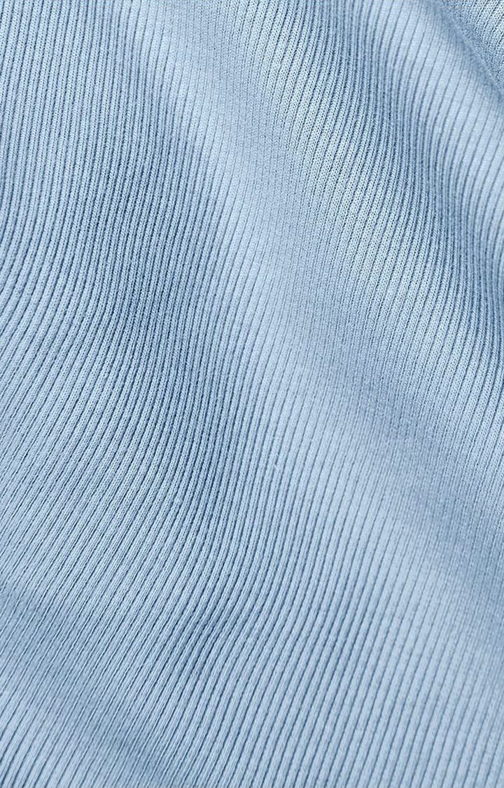 Women's Blue Solid Crop T-Shirt