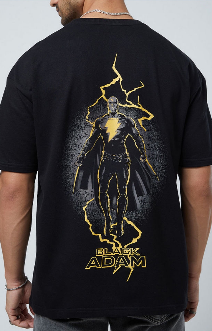 Men's Black Adam: Kahndaq Black Printed Oversized T-Shirt