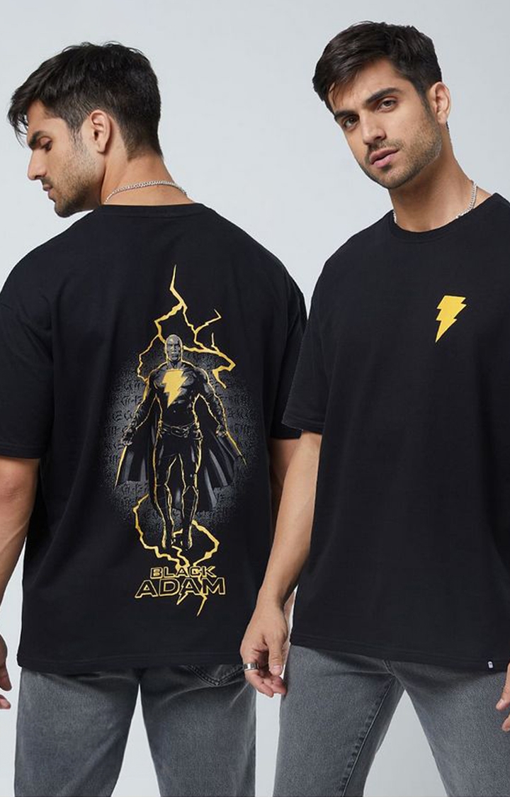 Men's Black Adam: Kahndaq Black Printed Oversized T-Shirt