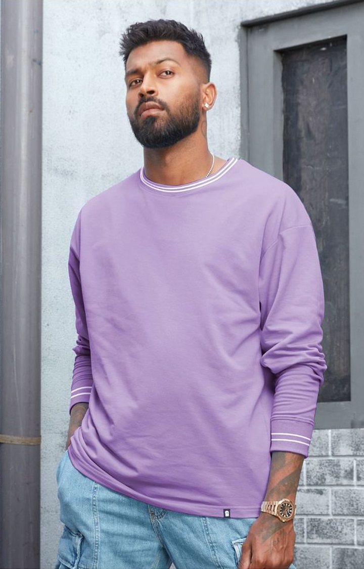 Men's Purple Solid Oversized T-Shirt