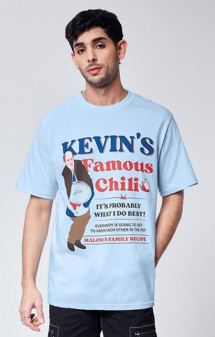 The Souled Store | Men's The Office: Kevins's Chili Blue Typographic Printed Regular T-Shirt