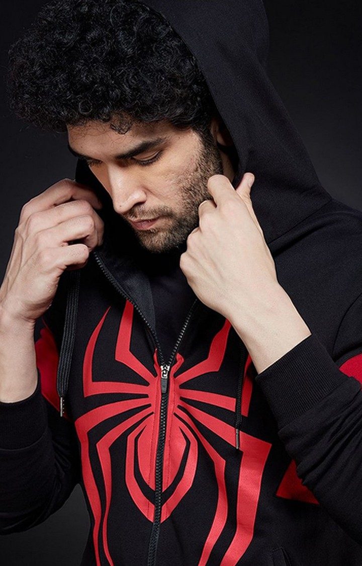 Men's Spider-Man: The Suit Black Printed Hoodies