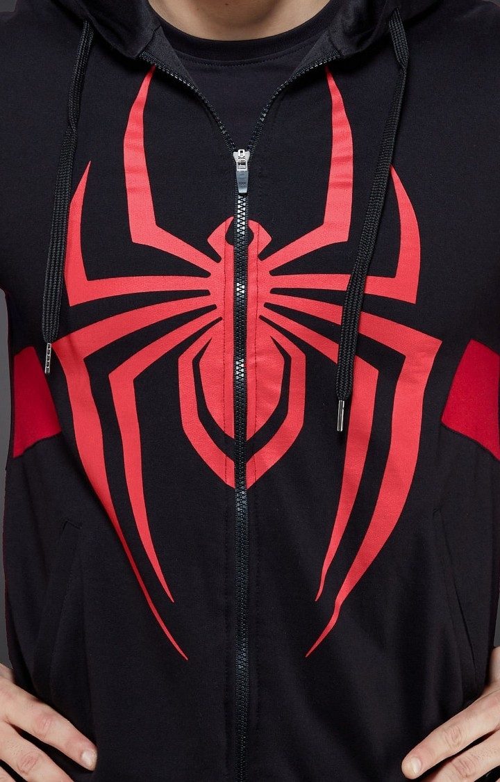 Men's Spider-Man: The Suit Black Printed Hoodies
