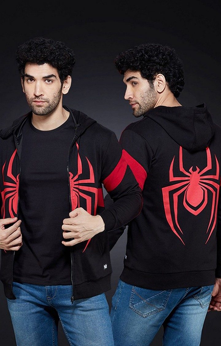Men's Spider-Man: The Suit Black Printed Hoodies