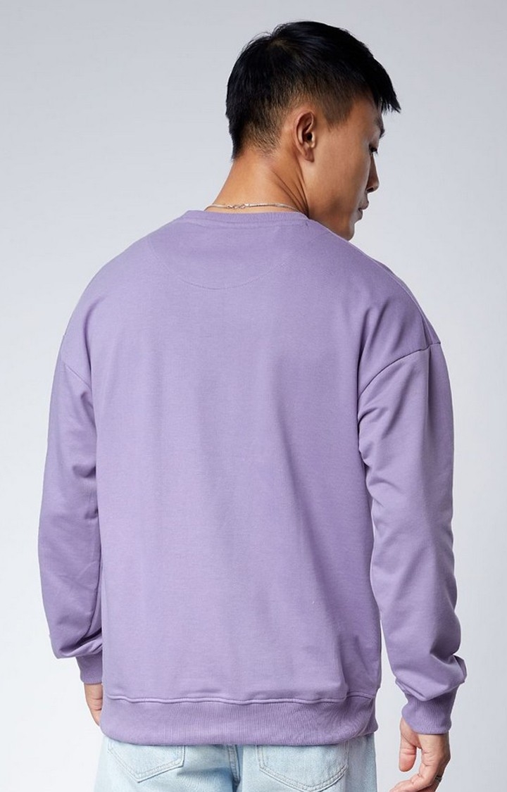 Men's Popeye: Busted Purple Printed Oversized T-Shirt