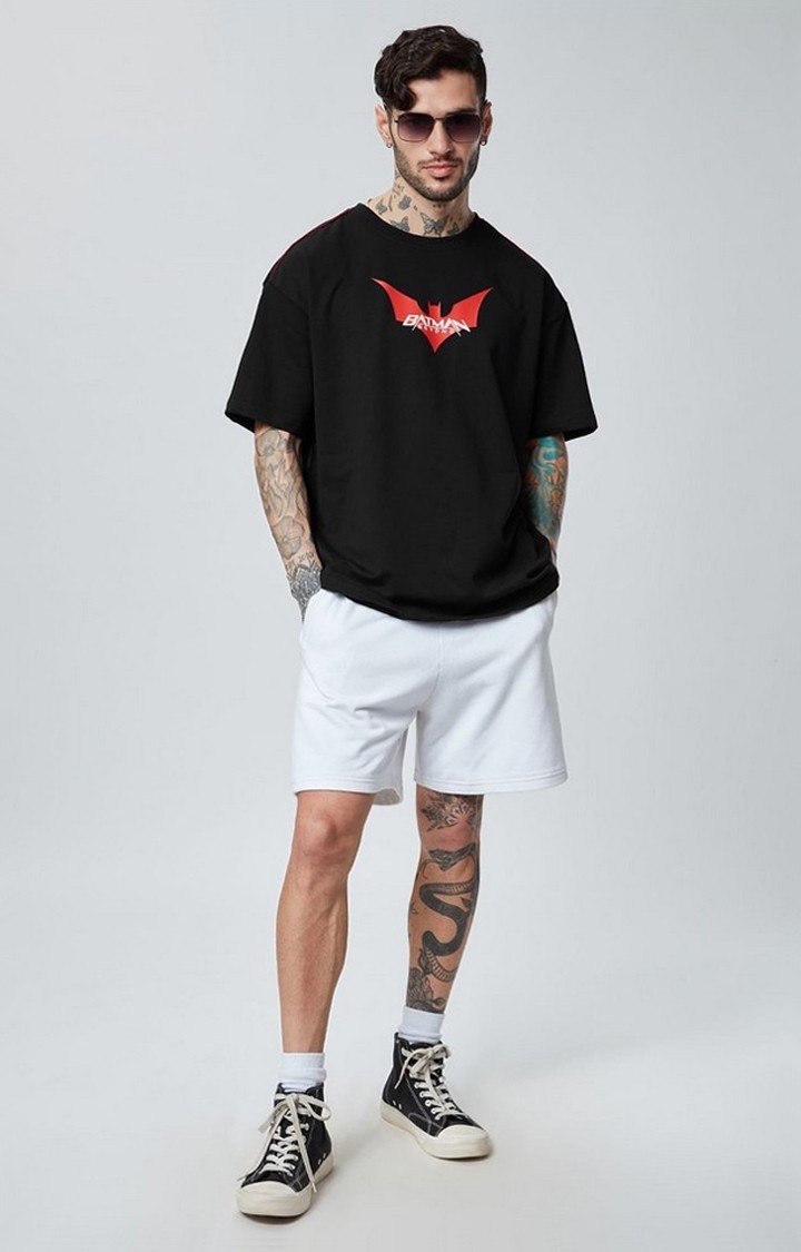 Men's DC: Batman Beyond Black Printed Oversized T-Shirt